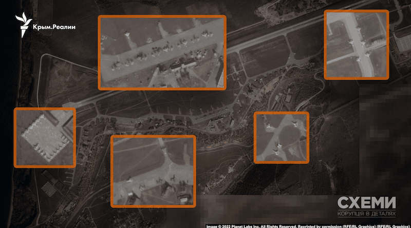 Planet Lab satellite images of the Belbek airfield from November 15. Credit: RFE/RL