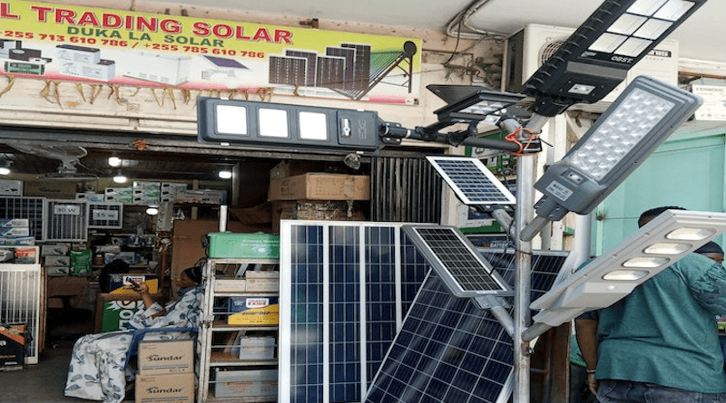A shop for solar equipment at Kariakoo business centre in Dar es Salaam. Photo Credit: Peter Mgongo.