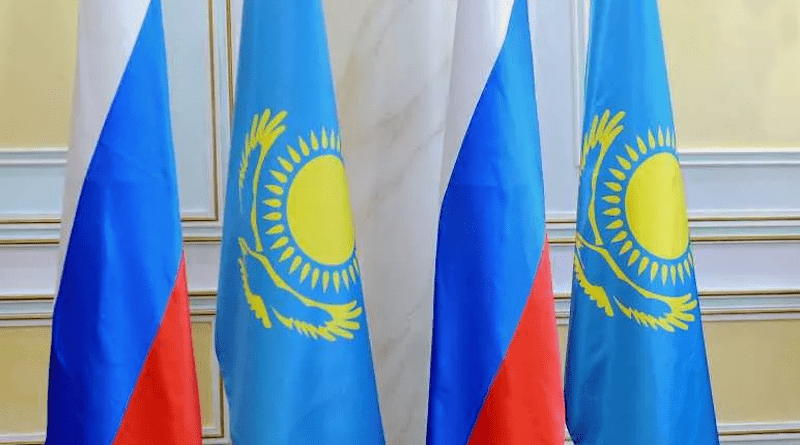 Flags of Russia and Kazakhstan. Photo Credit: Kazakhstan Foreign Ministry website