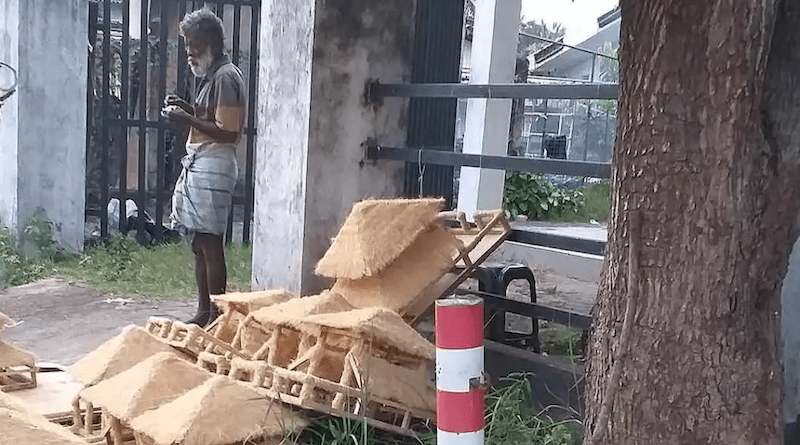 Sebastian Peter, a Sri Lankan Catholic, who sells nativity scenes on roadsides during the Christmas season, says this year business is poor because of the recession that hit the country in July. (Photo: Quintus Colombage/UCAN)