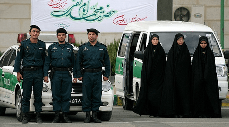Iran's Guidance "Morality Police" Patrol officers and vehicles. Photo Credit: Fars News Agency, Wikipedia Commons