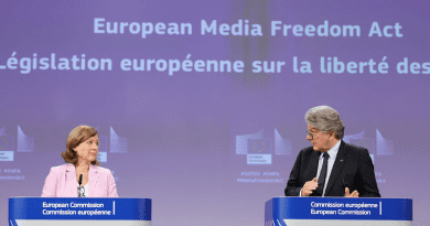 Press conference by Věra Jourová, Vice-President of the European Commission, and Thierry Breton, European Commissioner, on the EU Media Freedom Act (15/9/2022). Photo: Christophe Licoppe – EC Audiovisual Services / © European Union, 2022.