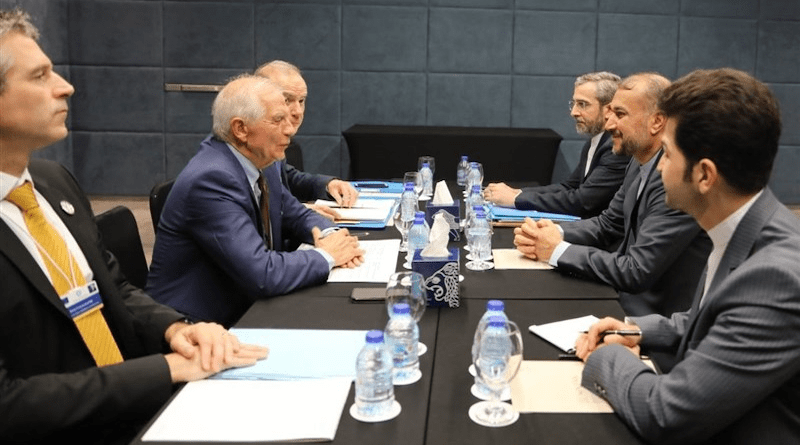 EU High Representative for Foreign Affairs and Security Policy Josep Borrell with Iranian Foreign Minister Hossein Amirabdollahian. Photo Credit: Tasnim News Agency