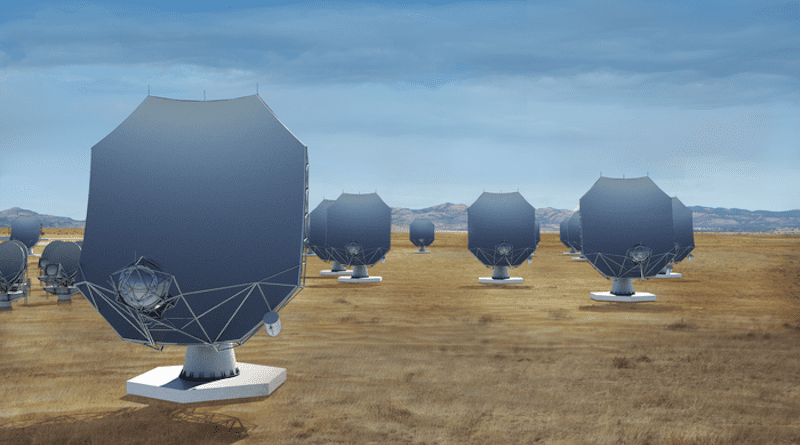 Artist's conception of the mtex design for the ngVLA prototype antenna. CREDIT: Sophia Dagnello, NRAO/AUI/NSF
