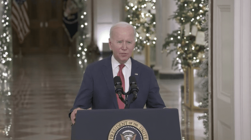 US President Joe Biden delivers Christmas Address. Photo Credit: White House video screenshot