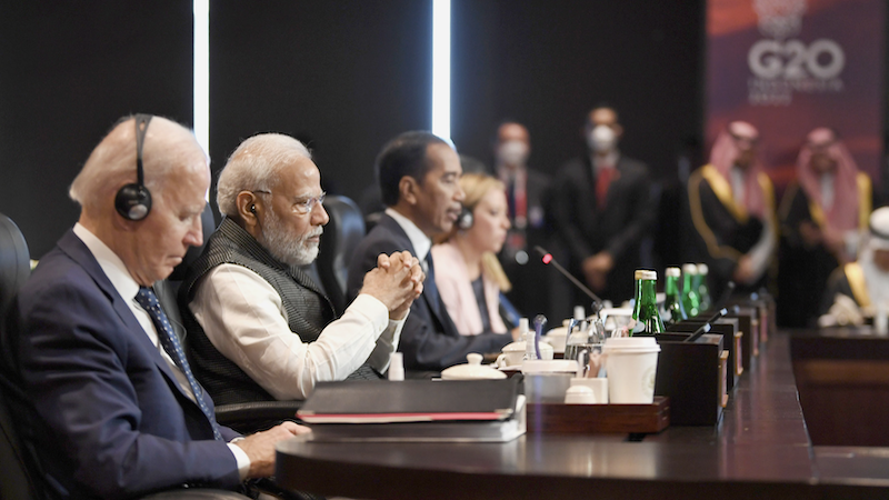 US President Joe Biden, India's Prime Minister Narendra Modi and Indonesia's President Joko Widodo at G20 meeting. Photo Credit: PM India