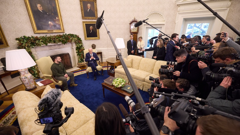 Ukraine's President Volodymyr Zelenskyy with US President Joe Biden at The White House. Photo Credit: Office of Ukrainian President