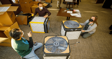 A study from researchers at Brown University and Silent Spring Institute found that inexpensive, easy-to-assemble Corsi-Rosenthal boxes can help reduce exposure to indoor air pollutants. (Photo: Ken Zirkel)