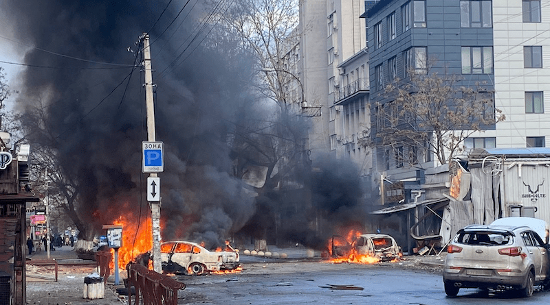 Aftermath of Russian bombing of Kherson, Ukraine. Photo Credit: Ukraine Defense Ministry