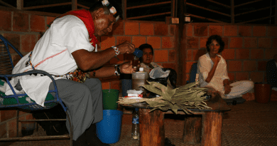 A traditional healer prepares for an ayahuasca healing ceremony at the Takiwasi Center in Peru. CREDIT: Takiwasi Center in Peru.