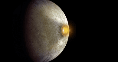 An artist's concept of a comet or asteroid impact on Jupiter's moon Europa. Credit: NASA/JPL-Caltech