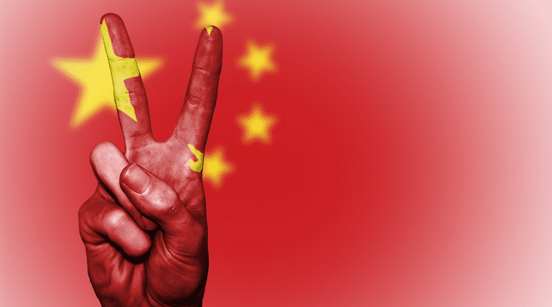 China Flag Banner Peace Hand