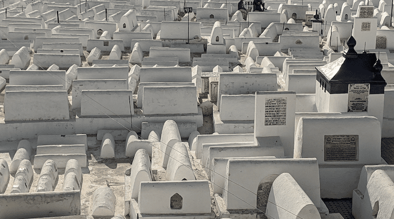 The Jewish Cemetery in the Mellah of Fez, Morocco. Photo Credit: bobistraveling, Wikipedia Commons