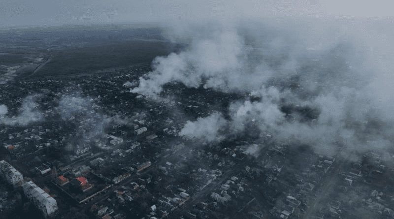 Fighting around Ukraine's eastern city of Bakhmut, a bombed-out ghost town. [Twitter]