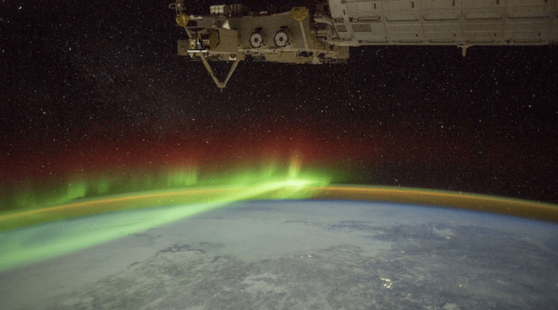 The ionosphere constantly glows and will be the main focus of study for these two satellites. Here, an aurora is captured as seen from the International Space Station. CREDIT: NASA