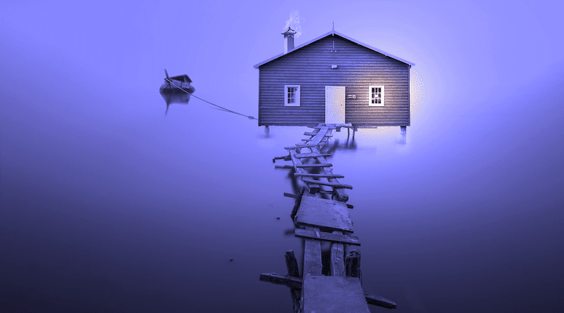 Dock Light Future Boat House Colourless Foggy Bank Web Water Nature