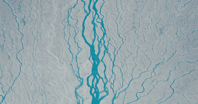 Rivers of meltwater (Greenland's ice sheet) CREDIT: Alfred-Wegener-Institut / S. Kipfstuhl