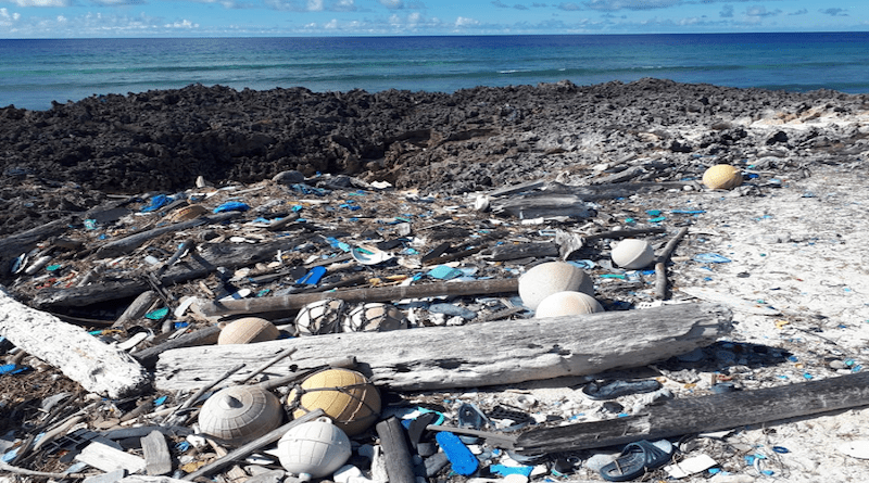 Debris accumulating on Aldabra Atoll, a remote coral island and UNESCO World Heritage Site in the southwestern Seychelles. These photographs were taken as part of a major 2019 clean-up operation on the island, the Aldabra Clean-Up Project (part-organised by researchers at the University of Oxford). Credit: Seychelles Islands Foundation (SIF)