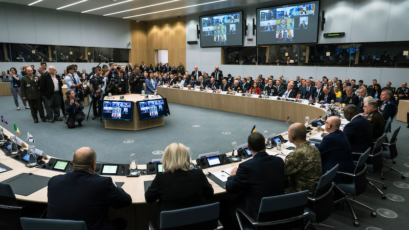 Secretary of Defense Lloyd J. Austin III hosts the third meeting of the Ukraine Defense Contact Group at NATO headquarters in Brussels, June 15, 2022. Photo Credit: Chad McNeeley, DOD