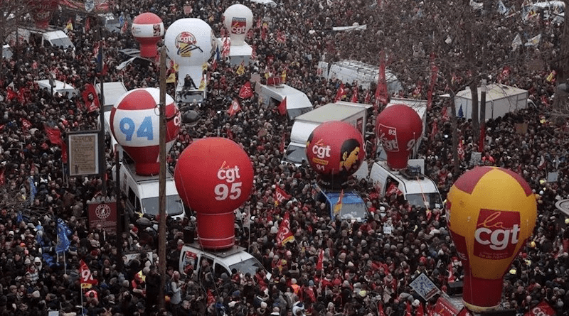 Protest in France against pension reform. Photo Credit: Tasnim News Agency