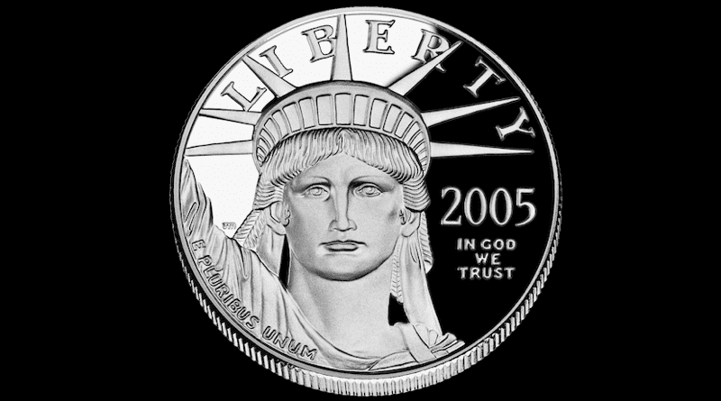 An American Platinum Eagle coin Credit: Wikipedia Commons