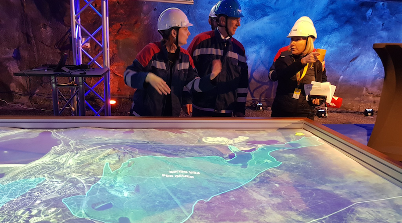 A relief map of the Per Gejer deposit, unveiled on 12 January 2023 in the LKAB ore mine, 500 meters below the surface, in the presence of some 60 Brussels-based journalists. [Georgi Gotev]