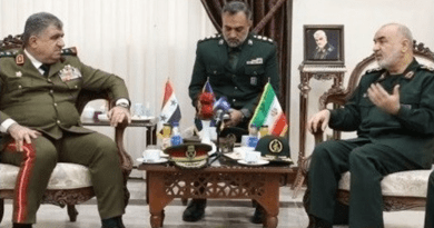 Commander of the Islamic Revolution Guards Corps (IRGC) Major General Hossein Salami with Syrian Defense Minister Ali Mahmoud Abbas. Photo Credit: Tasnim News Agency