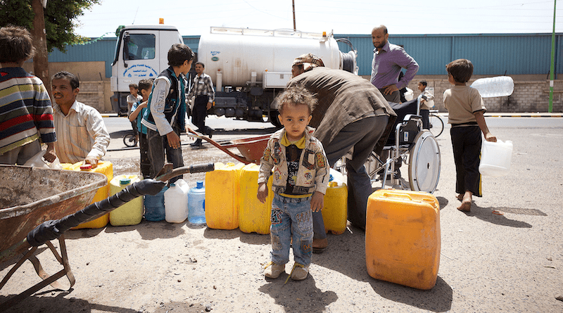 The shortage of water in Yemen is a crucial problem for Yemenis, and the lack of clean water can put the Yemeni children at risk of diverse diseases. Photo Credit: Julien Harneis, Wikipedia Commons