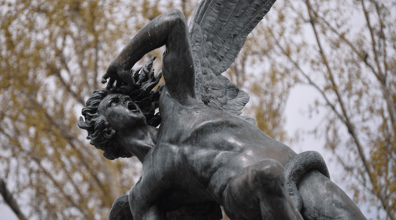Angel Lucifer Horrified Fallen Angel Statue Madrid