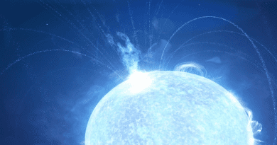 An artist's impression of a magnetar eruption. CREDIT: Image courtesy of NASA's Goddard Space Flight Center
