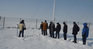 IAEA safety review team members and Uzatom experts inspect the meteorological station near the selected nuclear power plant site (Image: Neil Harman, Jacobs)