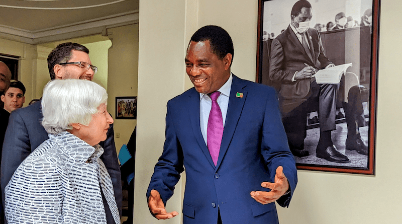 U.S. Treasury Secretary Janet Yellen with Zambia's President Hakainde Hichilema. Photo Credit: US Treasury