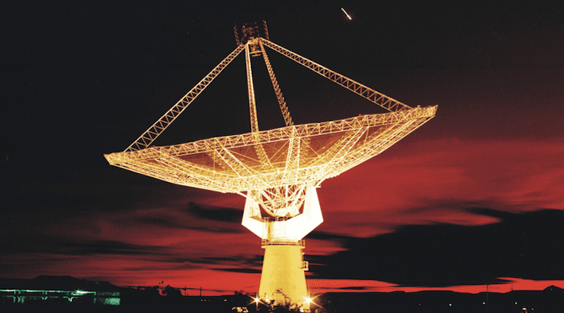 One of the dishes of the Giant Metrewave Radio Telescope (GMRT) near Pune, Maharashtra, India. CREDIT: National Centre for Radio Astrophysics