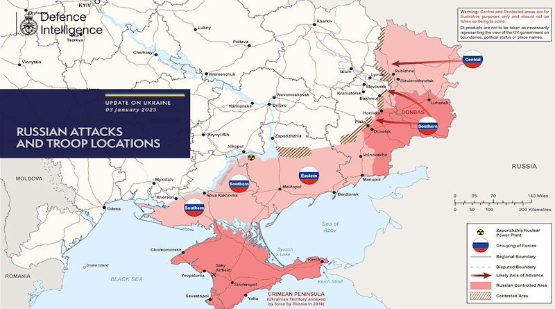 Russian attacks and troop locations as of January 3, 2022. Credit: UK Defense Ministry, Defence Intelligence