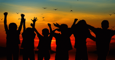 Hope Peace Children Silhouette Cheers Positive Outlook