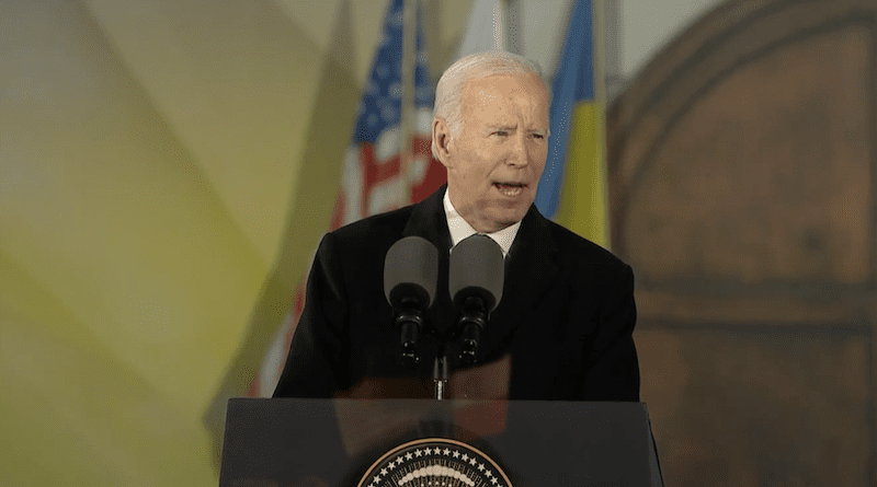 US President Joe Biden at The Royal Castle in Warsaw, Poland. Photo Credit: White House video screenshot