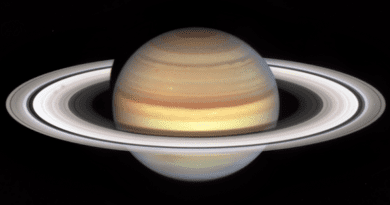 NASA's Hubble Space Telescope has observation time devoted to Saturn each year, thanks to the Outer Planet Atmospheres Legacy (OPAL) program, and the dynamic gas giant planet always shows us something new. This latest image heralds the start of Saturn's "spoke season" with the appearance of two smudgy spokes in the B ring, on the left in the image. The shape and shading of spokes varies – they can appear light or dark, depending on the viewing angle, and sometimes appear more like blobs than classic radial spoke shapes, as seen here. The ephemeral features don't last long, but as the planet's autumnal equinox approaches on May 6, 2025, more will appear. Scientists will be looking for clues to explain the cause and nature of the spokes. It's suspected they are ring material that is temporarily charged and levitated by interaction between Saturn's magnetic field and the solar wind, but this hypothesis has not been confirmed. CREDIT NASA, ESA, Amy Simon (NASA-GSFC); Image Processing: Alyssa Pagan (STScI)