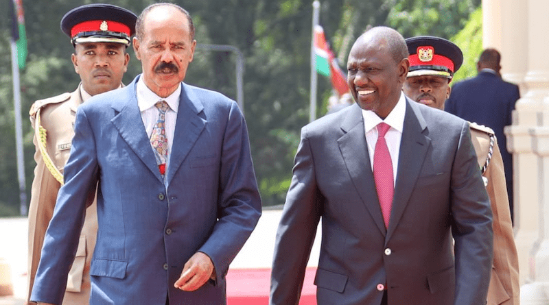 Eritrea's President Isaias Afwerki with Kenya's President William Ruto. Photo Credit: Kenya Presidential Office