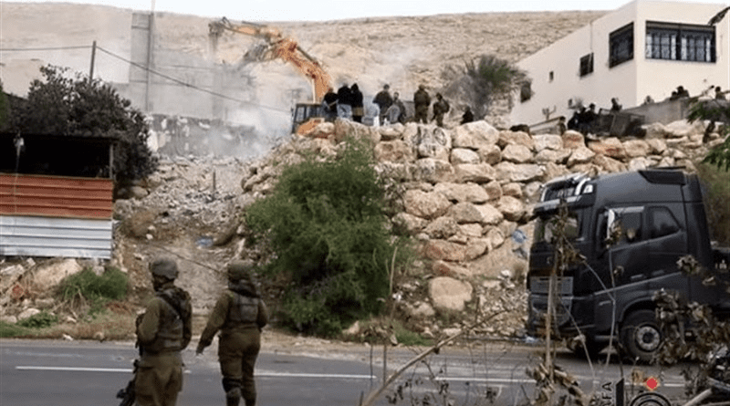 Israeli forces demolishing Palestinian homes. Photo Credit: Tasnim News Agency