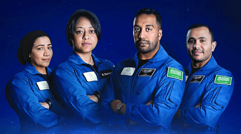 Left to right: Saudi astronauts Mariam Fardous, Rayyanah Barnawi, Ali Al-Qarni and Ali Al-Ghamdi. (Twitter: @saudispace)