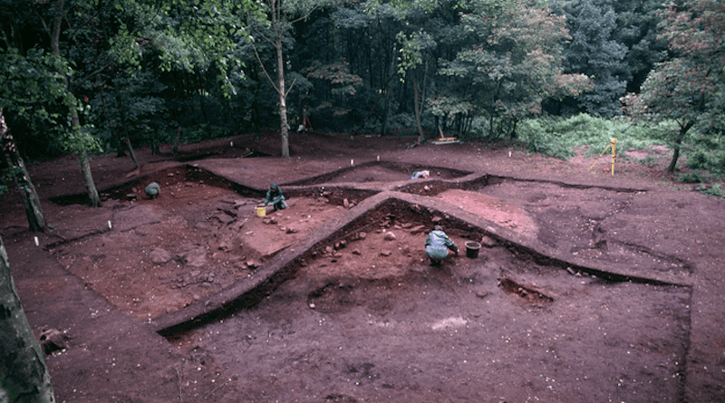 Viking burial mound at Heath Wood, Derbyshire, UK, being excavated. CREDIT: Julian Richards, University of York.