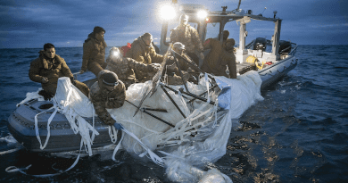 US Navy recovers a high-altitude Chinese surveillance balloon off the coast of Myrtle Beach, South Carolina. Photo Credit: U.S. Navy Photo by Mass Communication Specialist 1st Class Tyler Thompson