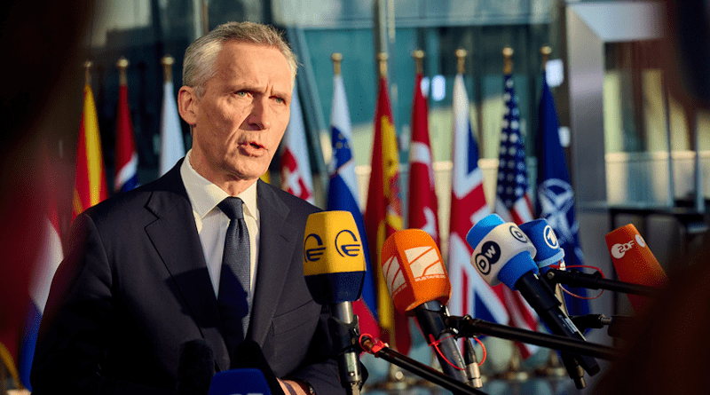 NATO Secretary General Jens Stoltenberg speaks to the press. Photo Credit: NATO