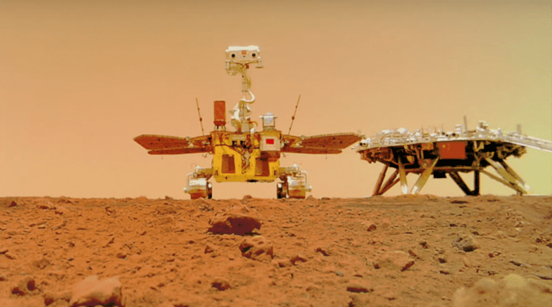 A selfie taken by the Zhurong rover alongside its landing platform, captured with a wireless camera. Source: CNSA.