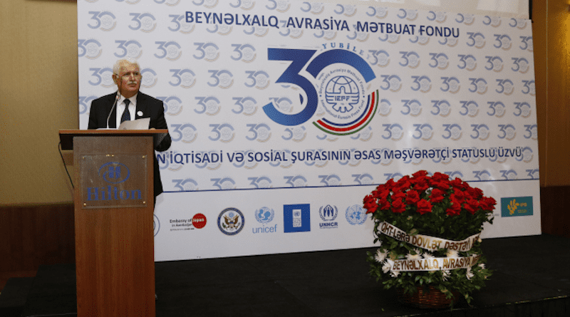 Umud Mirzayev, the president of the International Eurasia Press Fund (IEPF), at an event celebrating the organization's 30th Anniversary. Photo Credit: IEPF