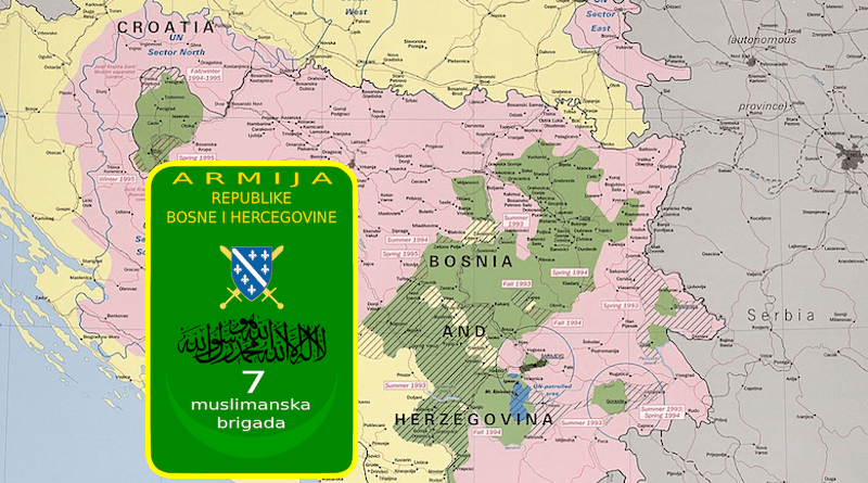 Bosnia-Croatia War and 7th Muslim Brigade patch. Credits: Wikipedia Commons