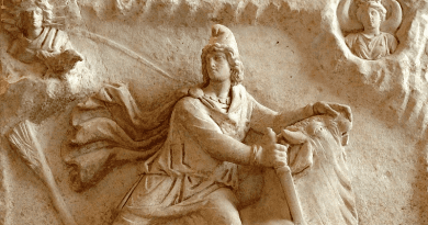 Detail of Mithras slaying bull in a cave. Photo Credit: Jastrow, Louvre Museum, Wikipedia Commons