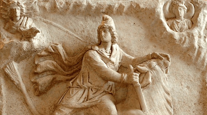 Detail of Mithras slaying bull in a cave. Photo Credit: Jastrow, Louvre Museum, Wikipedia Commons