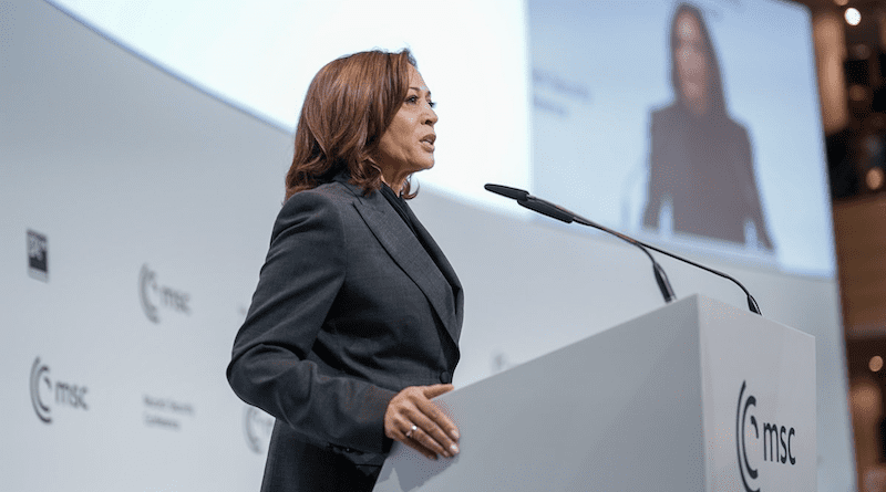 US Vice President Kamala Harris speaks at Munich Security Conference. Photo Credit: White House