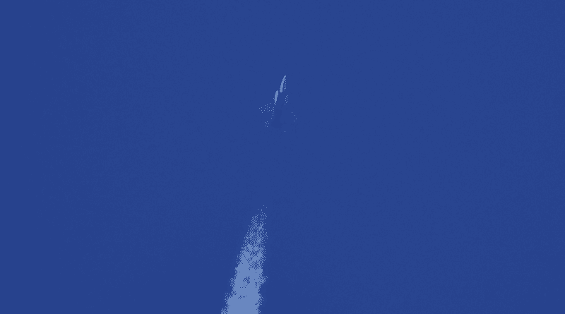 An F-22 Raptor fighter aircraft tracking the Chinese spy balloon on February 4, 2023. Photo Credit: Russotp, Wikipedia Commons